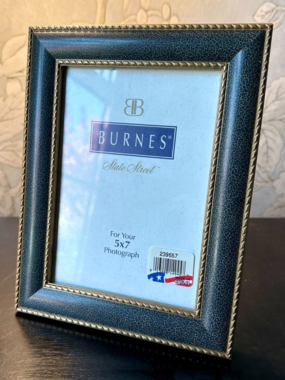 Vintage Burnes of Boston State Street Green Crackle Gold Trim 5x7 Frame NIB